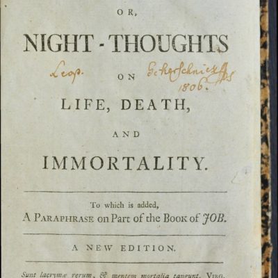 Strona tytułowa Nocy Younga z dodatkiem krótkiej parafrazy Księgi Hioba (1770)