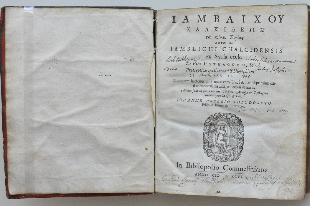 Strona tytułowa edycji dzieł Jamblicha