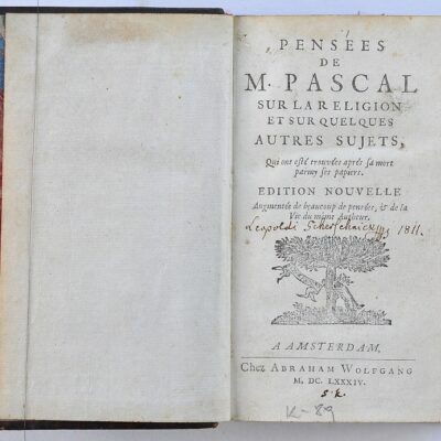 Strona tytułowa Myśli (Amsterdam, 1684)