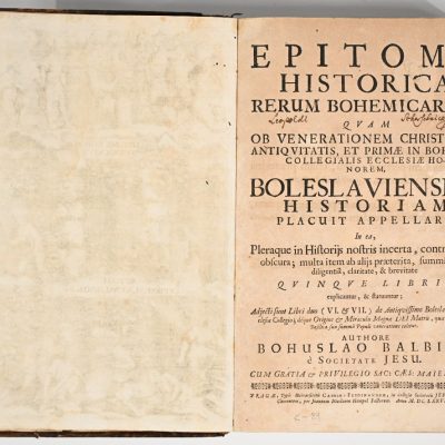 Epitome historica rerum Bohemicarum. – Praga, 1677 – karta tytułowa z podpisem Leopolda Jana Szersznika.